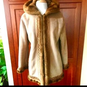 Embroidered Faux Suede faux Fur Lined